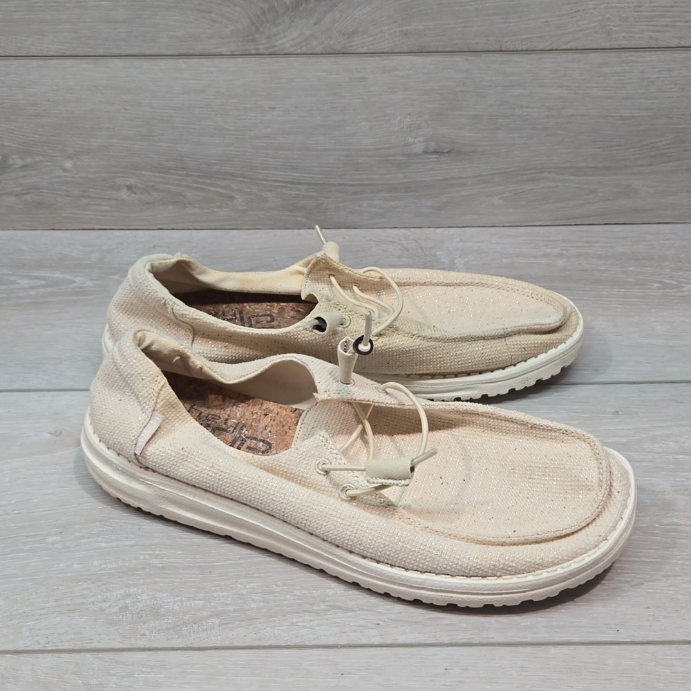Hey Dude Womens Wendy Hemp Cream Loafer Slip on shoes sz 10